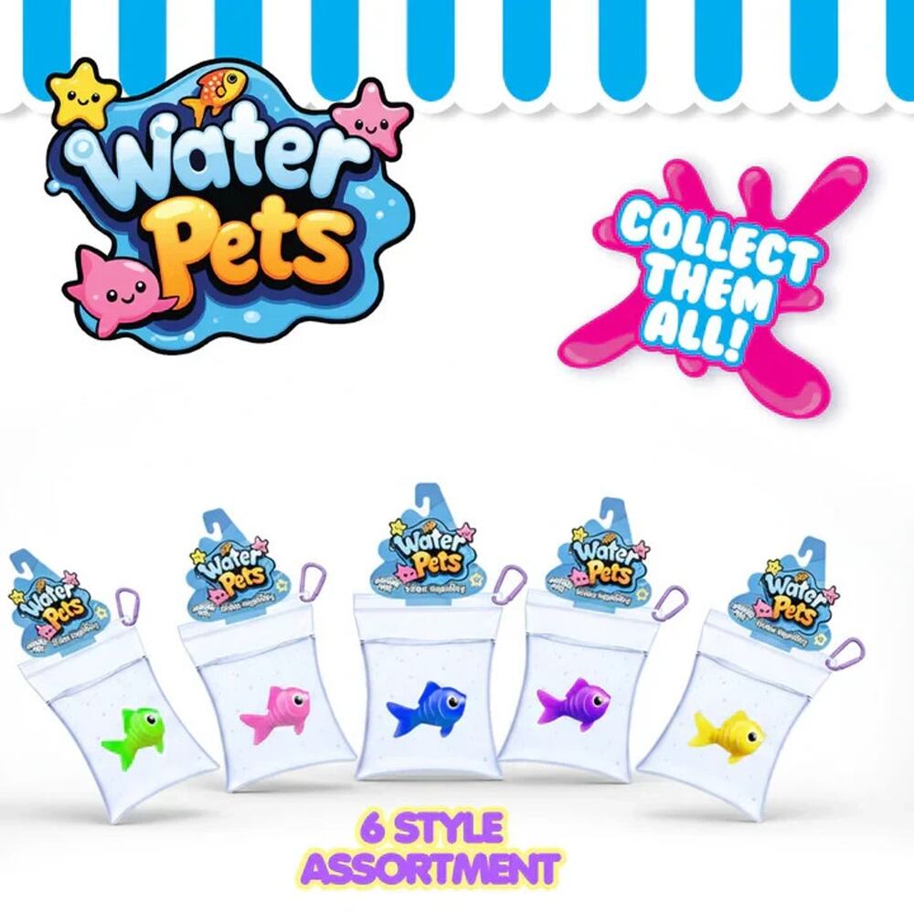 🔥Water Pets Taba Squishy Gold Fish Squeeze Toy Pet In A Bag Clip PURPLE BNWT🔥